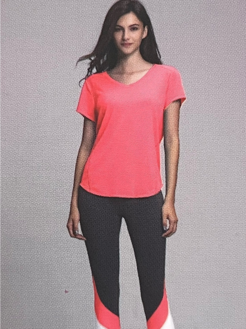 Tangerine Bright Coral V-Neck Short Sleeve Tee XL
